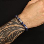 Kompas Mannen Naam Armband met Lapis Lazuli Stenen 
