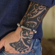 Bracelet Jaspe Picasso Prénom avec Boussole pour Homme 