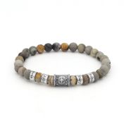 Compass Name Bracelet with Picasso Jasper Stones [Sterling Silver]