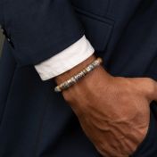 Bracelet Jaspe Picasso Prénom avec Boussole pour Homme 