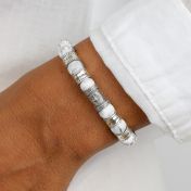 Compass Women Name Bracelet With Howlite Stones [Sterling Silver]