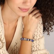 Bracelet Boussole en Lapis Lazuli avec Prénoms pour Femme [Argent 925]