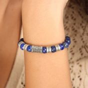 Kompas Vrouwen Naam Armband Met Lapis Lazuli Stenen [Sterling Zilver]