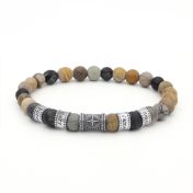 Compass Women Name Bracelet With Picasso Jasper Stones [Sterling Silver]