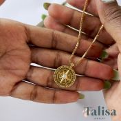 Compass Women Necklace with Coordinates [18K Gold Plated]