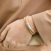 Familienkreis Armband mit Gravur für Damen - 750er vergoldet [Cremefarbenes Wildleder]