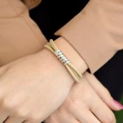 Family Name Bracelet For Women - Gold Plated [Cream Suede]