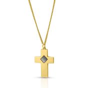 Kreuzkette mit Nano-Bibel für Herren – 750er Gold Vermeil