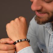 Cross Men Name Bracelet With Black Onyx Stones