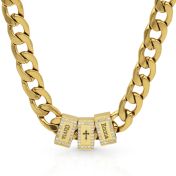 Cross Cuban Link Chain with Iced Charms - 18K Gold Plated