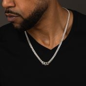 Chaîne Croix à Maillons Cubains avec Prénoms - 5mm [Argent 925]