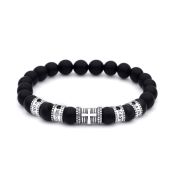 Cross Men Name Bracelet with 0.20 ct Black Diamonds - Black Onyx