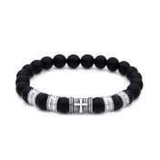 Bracelet Croix en Onyx Noir Prénoms pour Femme avec Diamants [Argent 925]