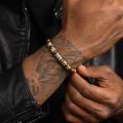 Cross Men Name Bracelet with Brown Tiger Eye Stones