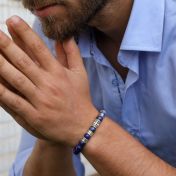 Kruis Mannen Naam Armband met Lapis Lazuli Stenen