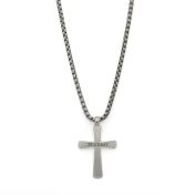 Engraved Cross Necklace for Men - Sterling Silver