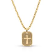 Collana con Etichetta a Croce [Placcata Oro 18 Carati]