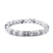 Kreuz Namensarmband mit Diamanten aus Howlith [Sterlingsilber]