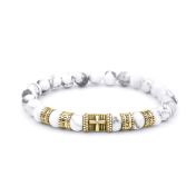 Cross Women Name Bracelet With Howlite Stones [18K Gold Vermeil]