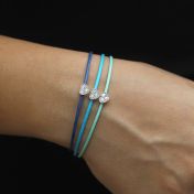 Ties of Heart Crystal Bracelet  - Blue Cord [Sterling Silver]