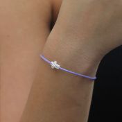 Crystal Cross Bracelet - Purple Cord [Sterling Silver]