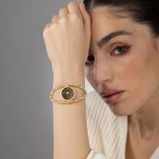 Crystal Spot Silhouette Map Bracelet [Gold Plated]