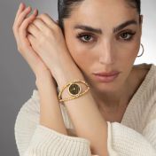 Crystal Spot Silhouette Map Bracelet [Gold Plated]