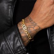 Cuban Link Chain Name Bracelet With Cross [18K Gold Plated]