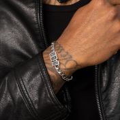 Cuban Link Chain Name Bracelet With Cross