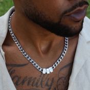 Cross Cuban Link Chain with Iced Charms