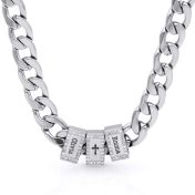 Cross Cuban Link Chain with Iced Charms