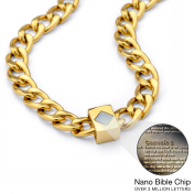 Chaîne à Maillons Cubains avec Nano Bible pour Homme - 8mm [Plaqué Or 18ct]
