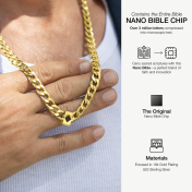 Chaîne à Maillons Cubains avec Nano Bible pour Homme - 8mm [Plaqué Or 18ct]