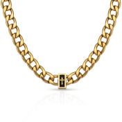 Chaîne à Maillons Cubains avec Croix - 8mm [Plaqué Or 18ct]