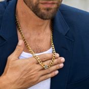 Chaîne Cubaine Bicolore pour Homme – Croix en Argent