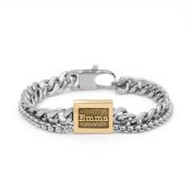 Double Layer Curb Chain Men Name Bracelet 