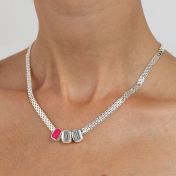 Emily Milanaise Namenskette mit Pinkem Charm [Sterlingsilber]