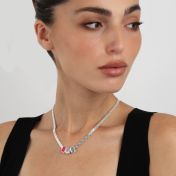 Emily Milanaise Namenskette mit Pinkem Charm [Sterlingsilber]