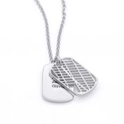 Small Map Tag Engraved Necklace [Sterling Silver]