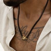 Dark Cuban Link Chain Name Necklace with 0.10 ct Diamond  [18K Gold Plated]