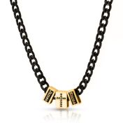 Diamond Cross Dark Cuban Link Chain With Names [18K Gold Plated]