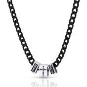 Diamond Cross Dark Cuban Link Chain With Names