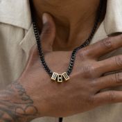 Dark Cuban Link Chain Name Necklace with Diamond [18K Gold Plated]