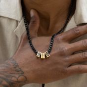 Diamond Cross Dark Cuban Link Chain With Names [18K Gold Plated]
