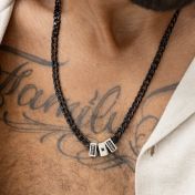 Dark Cuban Link Chain Name Necklace with Black Diamond