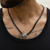 Dark Cuban Link Chain Name Necklace with Black Diamond