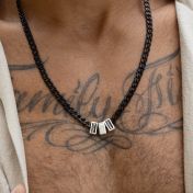 Dark Cuban Link Chain Name Necklace with 0.10 ct Diamond 