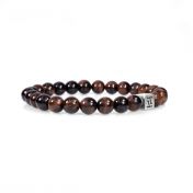 Tiger Eye Women Bracelet with Engraved Beads in Sterling Silver
