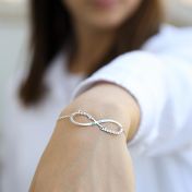 Dazzling Infinity Name and Birthstone Bracelet [Sterling Silver]