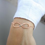 Dazzling Infinity Name and Birthstone Bracelet [18K Rose Gold Plated]